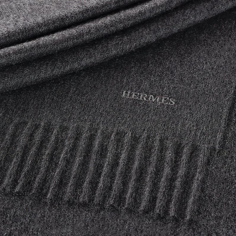 カシミヤマフラー 《ユニ・ブロデ》 - グレー | Hermès - エルメス